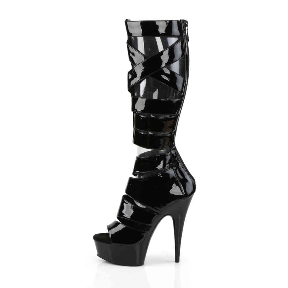 Pleaser - DELIGHT-600-49 Kniehohe Stiefel - Schwarz